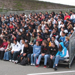 Mobile Bleachers at "Every 15 Minutes" re-enactment